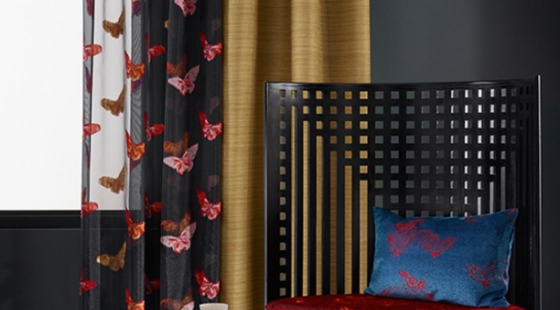 SHANGHAI NIGHTS, Vorhänge PAPILLON & SIAM, Stuhl und Kissein DRAGON